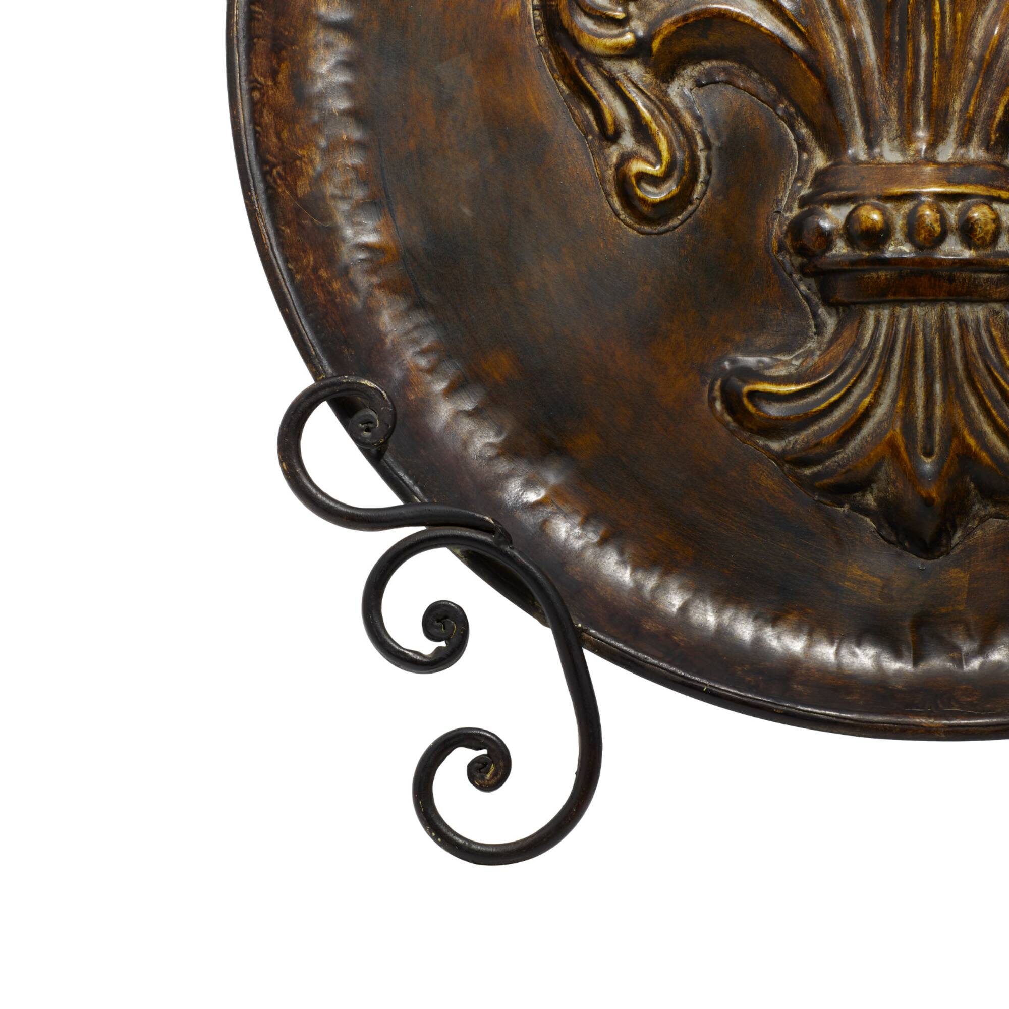 25" Traditional Decorative Iron Fleur de Lis Plate with Stand